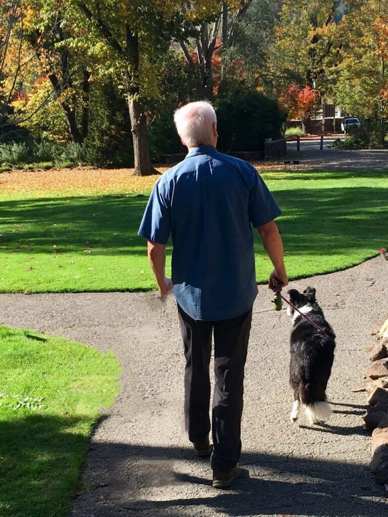 B with his beloved dog Nemo.