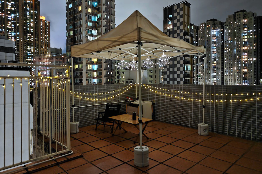 Canopy on the rooftop with lights